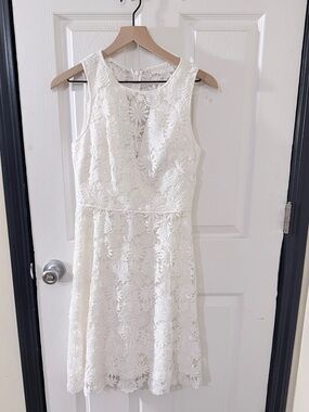 Sleeveless White Lace Fit & Flare Dress